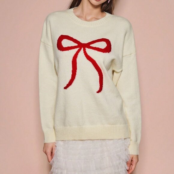 Apricot Casual Women's Romantic Oversized Christmas Sweater - Picture 6 of 7